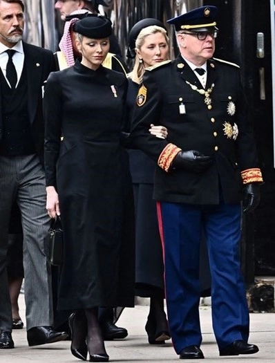 Prince Albert II and Princess Charlene arriving at Westminster Abbey - 19/09/2022