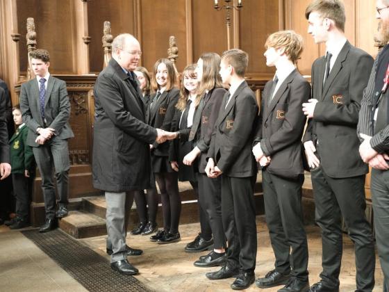 His Highness meeting the pupils at Ardingly College.